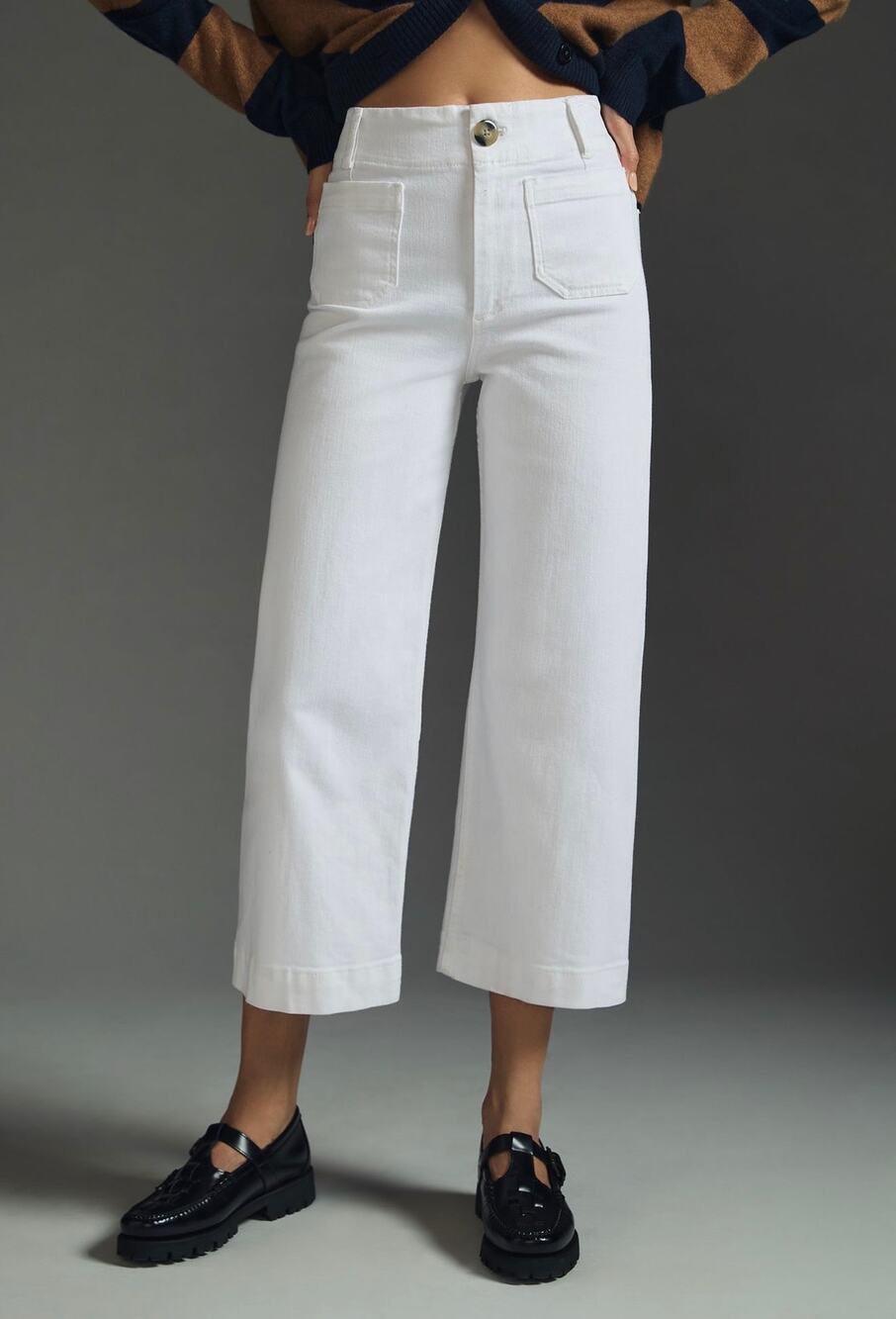 Pilcro Anthropologie The Skipper White Wide Leg Cropped Jeans Size 31 - Picture 1 of 15